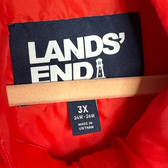Land’s End Feather Free Insulated Quilted Hooded Coat Plus 3X Spicy Tomato Red - Picture 9 of 10